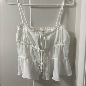 Garage White Tie-Front Camisole